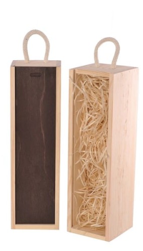 Opakowanie na wino wym. 33 x 8,4 x 8,4 producent Vintore opakowania na wino z drewna sosnowego wypełnione siankiem zamykane na zasuwkę w kolorze palisander to najnowszy trend
